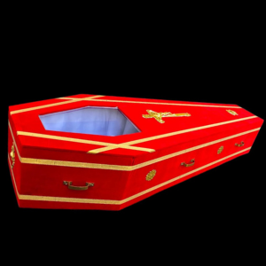 RED COFFIN BOX WITH VALVET CLOTH PREMIUM COFFIN